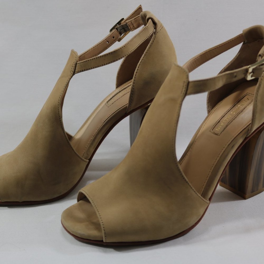Antonio Melani Tan Suede Tortoise Heels Dress Shoes – Size 8